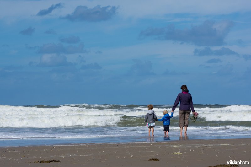 Familie op het strand