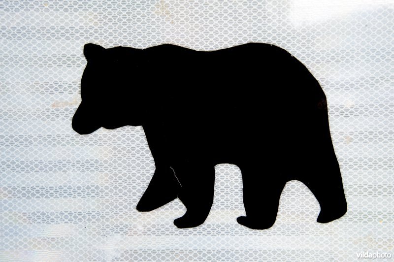 Silhouet van beer op verkeersbord