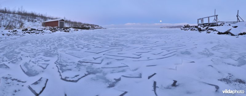 Panorama van het bevoren Torneträskmeer