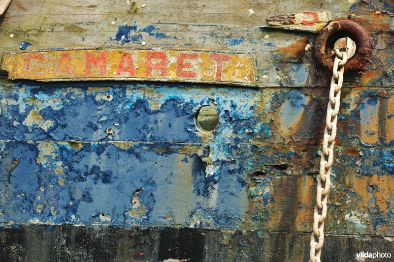 Detail van oude vissersboot